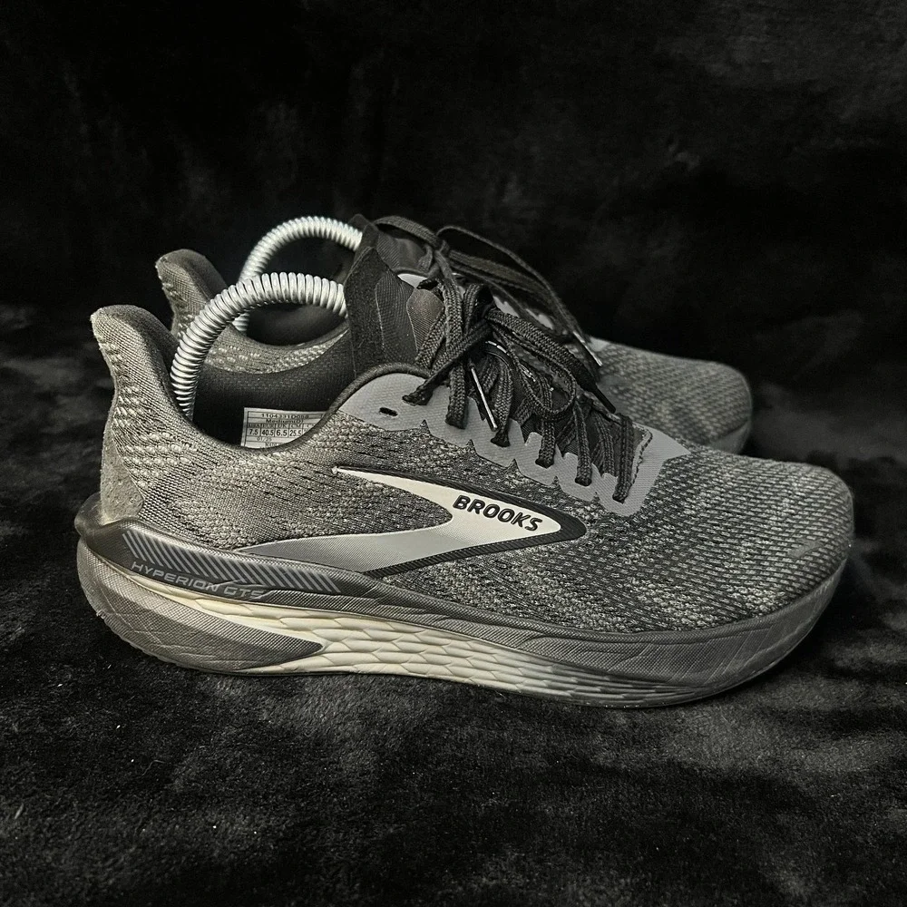Brooks Hyperion GTS 2 Men 7.5 D Running Shoes Black Ebony Primer Gray Sneaker